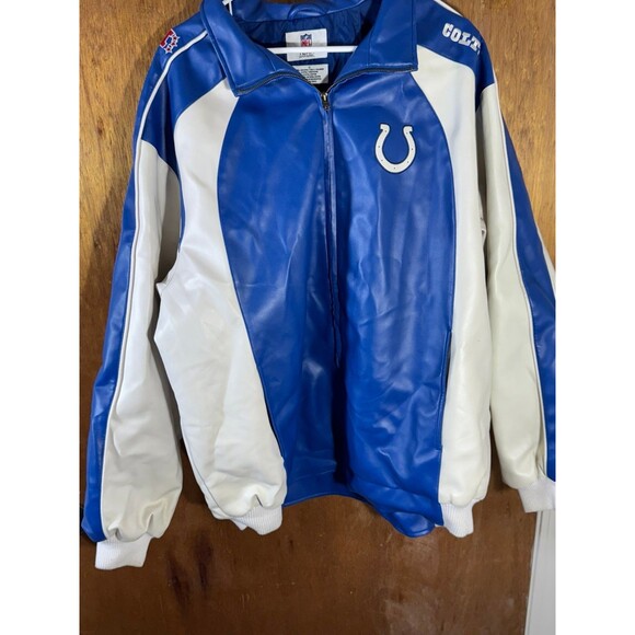Indianapolis Colts Jacket Mens‎ Sz XL Vinyl Full Zip Blue White NFL Team Apparel - Picture 3 of 10